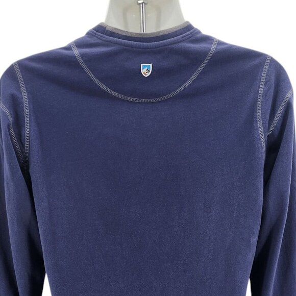 KUHL Mens Small WildFibre Organic Cotton Blue Long Sleeve Thumb Holes Shirt - Picture 6 of 11
